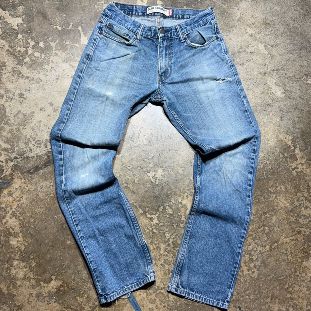Levi’s 511 Slim Straight Jeans Light Blue Faded Distressed – Men’s 30x32